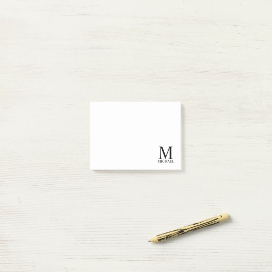 Aangepaste monogram- en naamakerij post-it® notes (Op bureau)