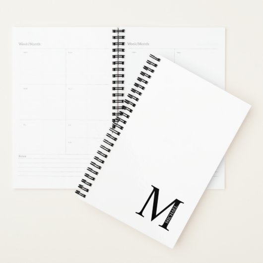 Aangepaste monogram en naamplaatje planner (Display)