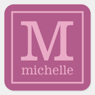 Aangepaste monogram- en naamstickers vierkante sticker