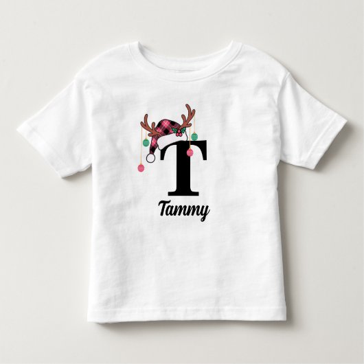 Aangepaste Monogram Familie Kerstmis Geplaagd Sant Kinder Shirts (Voorkant)