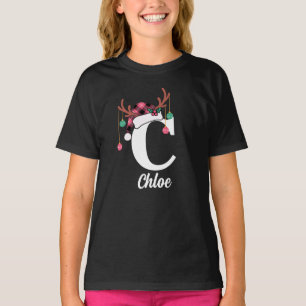 Aangepaste Monogram Familie Kerstmis Geplaagd Sant T-shirt