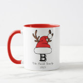 Aangepaste Monogram Familie Kerstmis Mok (Links)