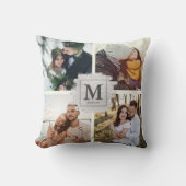 Aangepaste monogram familienaam bruiloft foto coll kussen (Voorkant)