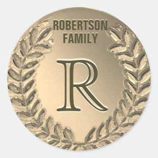 Aangepaste Monogram Faux Gold Folie Familie Ronde Sticker