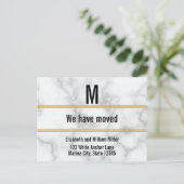 Aangepaste monogram Faux Marble Moving Announge Briefkaart (Staand voorkant)