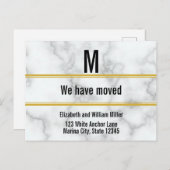 Aangepaste monogram Faux Marble Moving Announge Briefkaart (Voorkant / Achterkant)