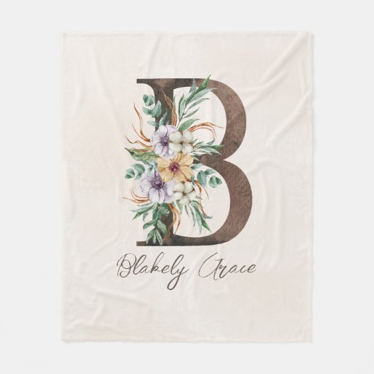 Aangepaste monogram fleece bank, Initiaal B Deken (Voorkant)