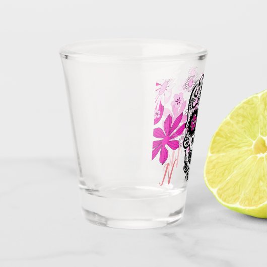 Aangepaste monogram flessensuiker schedel shot glas (Links)