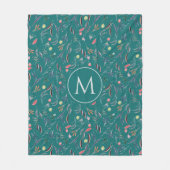 Aangepaste MONOGRAM Floral Fleece Deken (Voorkant)