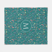 Aangepaste MONOGRAM Floral Fleece Deken (Voorkant (Horizontaal))