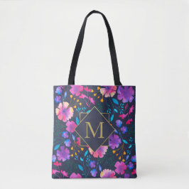 Aangepaste monogram Floral marinescheepvaart Kleur Draagtas