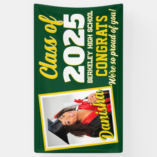 Aangepaste Monogram & Foto Afstuderen Banner (Verticaal)