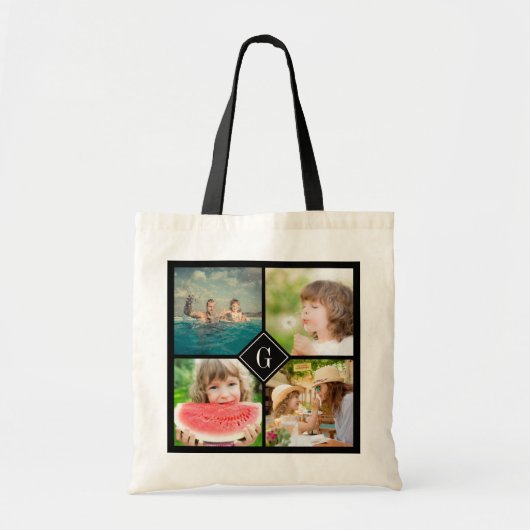 Aangepaste monogram fotocollage tote bag (Voorkant)