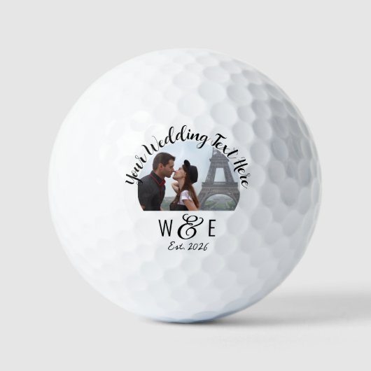 Aangepaste Monogram Fotoscript Wedding Golf Balls Golfballen (Voorkant)