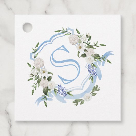 Aangepaste monogram gemberpot krans bedankjes labels (Voorkant)