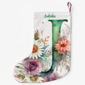 Aangepaste Monogram Gepersonaliseerde Bloemen Wate Kleine Kerstsok (Achterkant)