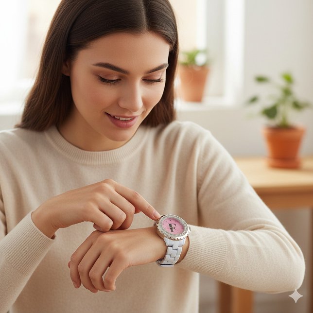 Aangepaste Monogram Gepersonaliseerde Naam Initiaa Horloge (Custom Monogram Personalized Name Initial Watch)