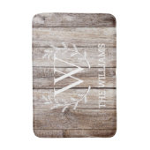 Aangepaste monogram gepersonaliseerde rustieke sch badmat (Voorkant Verticaal)