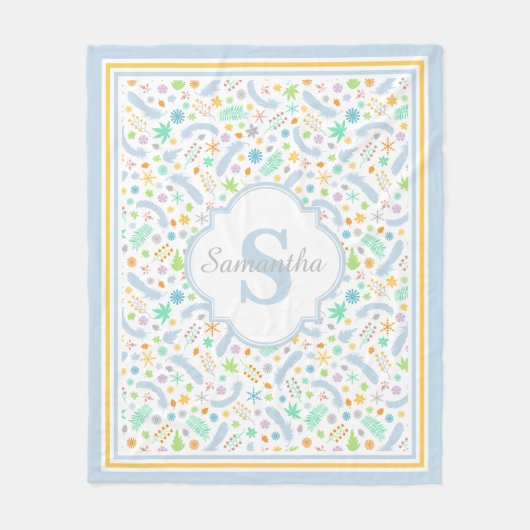 Aangepaste monogram Girl Fleece Blanket, medium Deken (Voorkant)