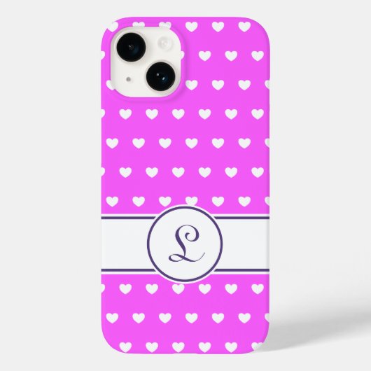 Aangepaste Monogram Girly Pink met schattige witte Case-Mate iPhone Case (Achterkant)