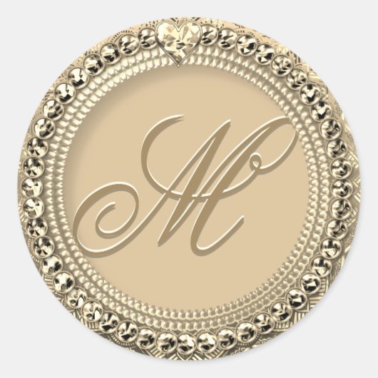 Aangepaste monogram Gold Seal Ronde Sticker (Voorkant)