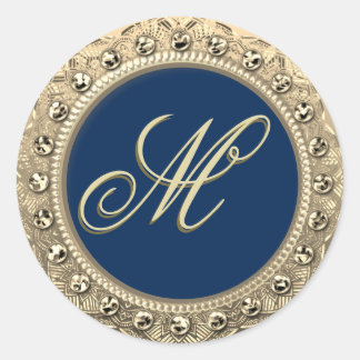 Aangepaste monogram Gold Seal Ronde Sticker