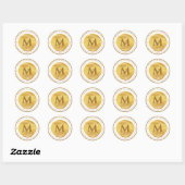 Aangepaste monogram Gold ticker Ronde Sticker (Vel)