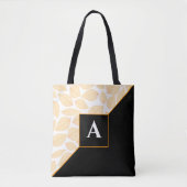 Aangepaste Monogram Goud Geel Blad Patroon Diagona Draagtas (Voorkant)