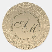 Aangepaste Monogram Gouden Huwelijkszegel Ronde Sticker (Voorkant)