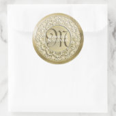 Aangepaste monogram goudglamour-zegel ronde sticker (Tas)