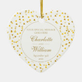 Aangepaste monogram goudharten Confetti bruiloft Keramisch Ornament (Voorkant)