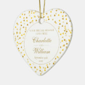 Aangepaste monogram goudharten Confetti bruiloft Keramisch Ornament (Links)