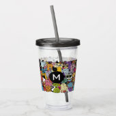Aangepaste Monogram Grappige Katten Illustratie Acryl Drinkbeker (Links)