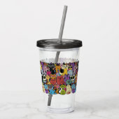 Aangepaste Monogram Grappige Katten Illustratie Acryl Drinkbeker (Achterkant)