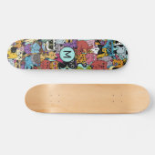Aangepaste Monogram Grappige Katten Illustratie Skateboard (Horizontaal)