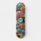 Aangepaste Monogram Grappige Katten Illustratie Skateboard (Voorkant)