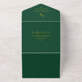 Aangepaste monogram groen goud typografie bruiloft all in one uitnodiging (Buitenkant)