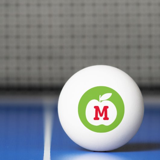 Aangepaste monogram groene appel pingpongbal pingpongballen (Net)