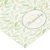 Aangepaste monogram groene Beige Fern Leaf Pattern Korte Tafelloper (Hoek)