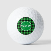 Aangepaste Monogram Groene Buffel Plaid Golf Ball Golfballen (Voorkant)