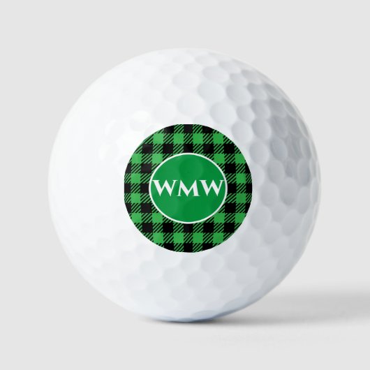 Aangepaste Monogram Groene Buffel Plaid Golf Ball Golfballen (Voorkant)