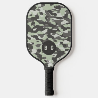 Aangepaste Monogram Groene Camo Pickleball Paddle
