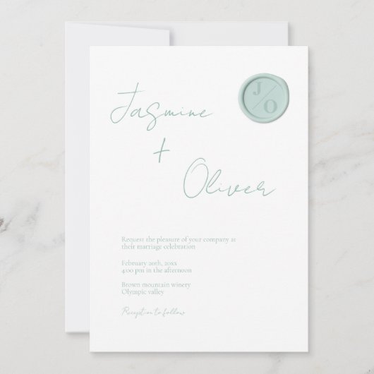 Aangepaste monogram groene was zomer bruiloft kaart (Voorkant)