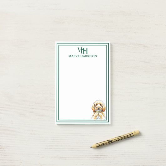 Aangepaste Monogram Hand getrokken Doodle Martini  Post-it® Notes (Op bureau)