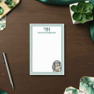 Aangepaste Monogram Hand getrokken teckel Martini  Post-it® Notes