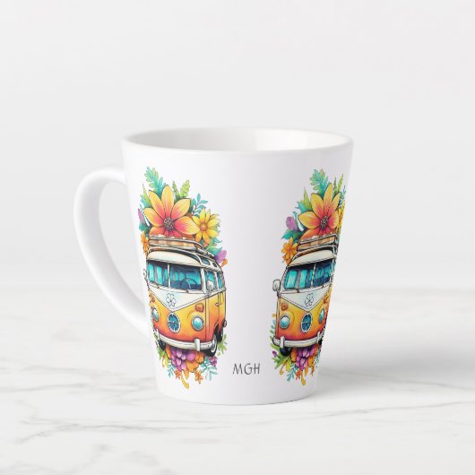 Aangepaste Monogram Hippie Van Latte Mok (Linkerhoek)