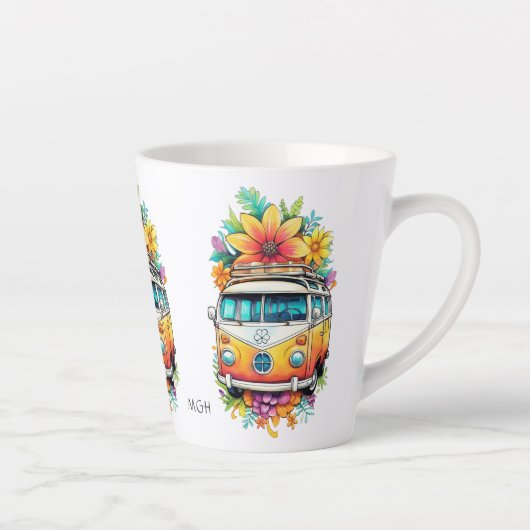 Aangepaste Monogram Hippie Van Latte Mok (Rechts)