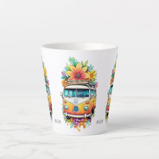 Aangepaste Monogram Hippie Van Latte Mok (Voorkant)