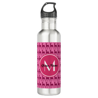 Aangepaste monogram hot-roze ontwerper, persoonlij waterfles 