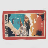Aangepaste Monogram Ibiza, Spanje Reisposter Golfhanddoek (Horizontaal)